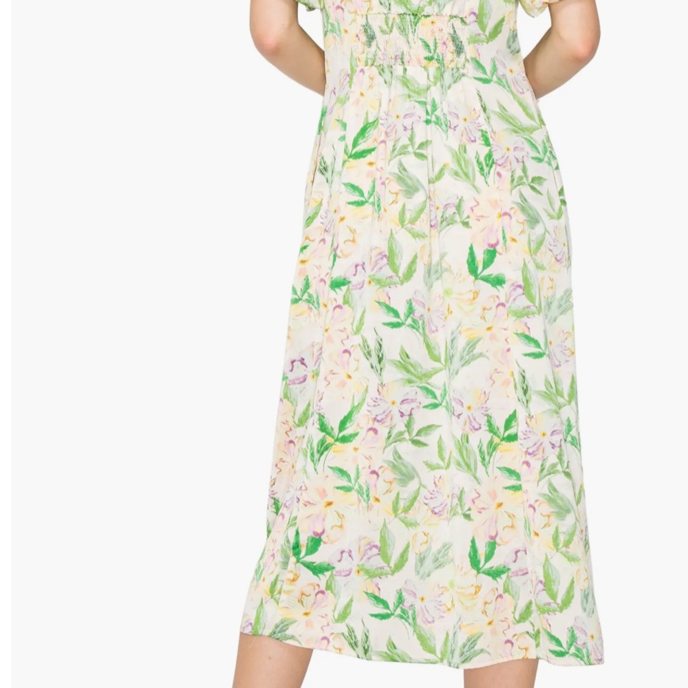 MELLODAY Floral Green and Yellow Midi Dress - Picture 2 of 3